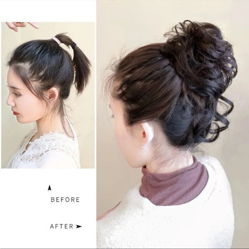 Synthetic Bun Bun Messy Curls Band Elastic Hair Clip Wig Piece Women Hair Clip - Picture 4 of 4